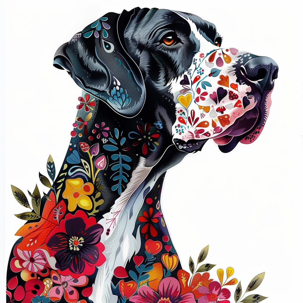 Adorable Great Dane Dog Expressive surreal Vinyl Decal Sticker for Car, Laptop, Tumbler and more # F017777