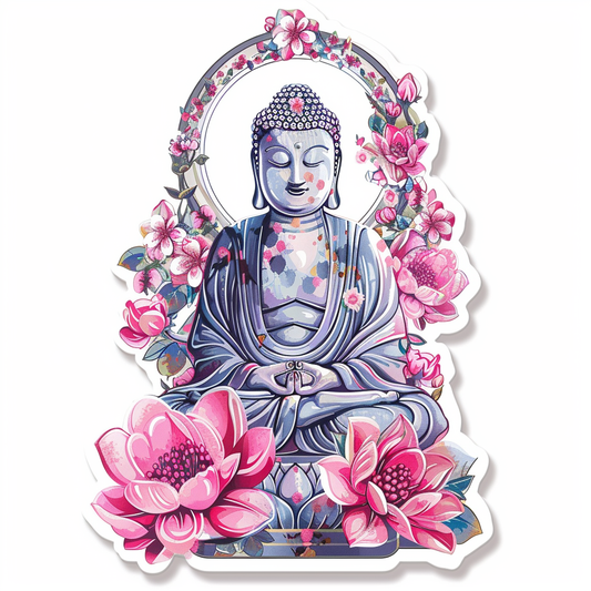 Buddha floral majestic Expressive surreal Vinyl Decal Sticker for Car, Laptop, Tumbler and more # F016970
