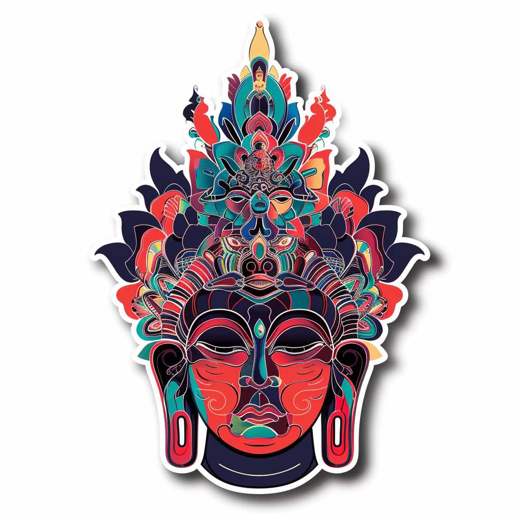 Buddha cartoon majestic Expressive surreal Vinyl Decal Sticker for Car, Laptop, Tumbler and more # F017002