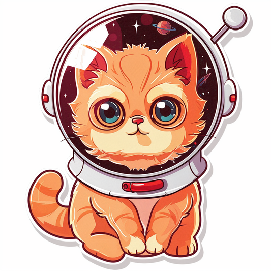 Sticker of a Cute and Adorable Persian Cat Space Expressive surreal Vinyl Decal Sticker for Car, Laptop, Tumbler and more # F016425