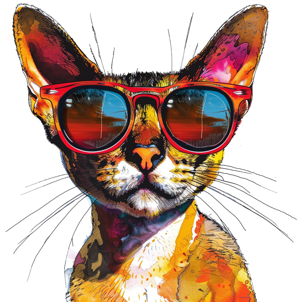 Abyssinian Cat astronaut majestic Expressive surreal Vinyl Decal Sticker for Car, Laptop, Tumbler and more # F020995-4" x 4"