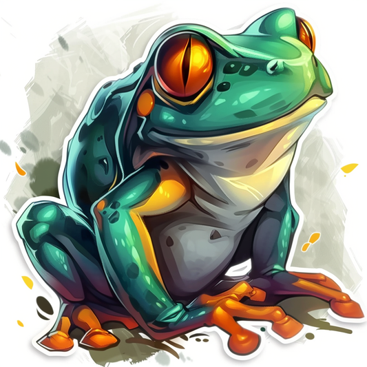 Sticker of a Frog majestic Expressive surreal Vinyl Decal Sticker for Car, Laptop, Tumbler and more # F015869