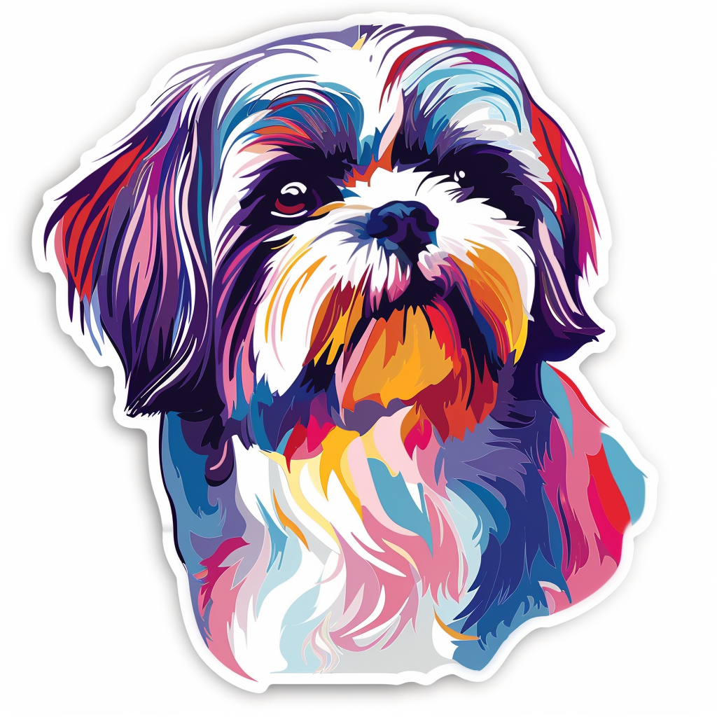 Adorable Shih Tzu Dog Expressive surreal Vinyl Decal Sticker for Car, Laptop, Tumbler and more # F018540