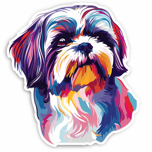 Adorable Shih Tzu Dog Expressive surreal Vinyl Decal Sticker for Car, Laptop, Tumbler and more # F018540