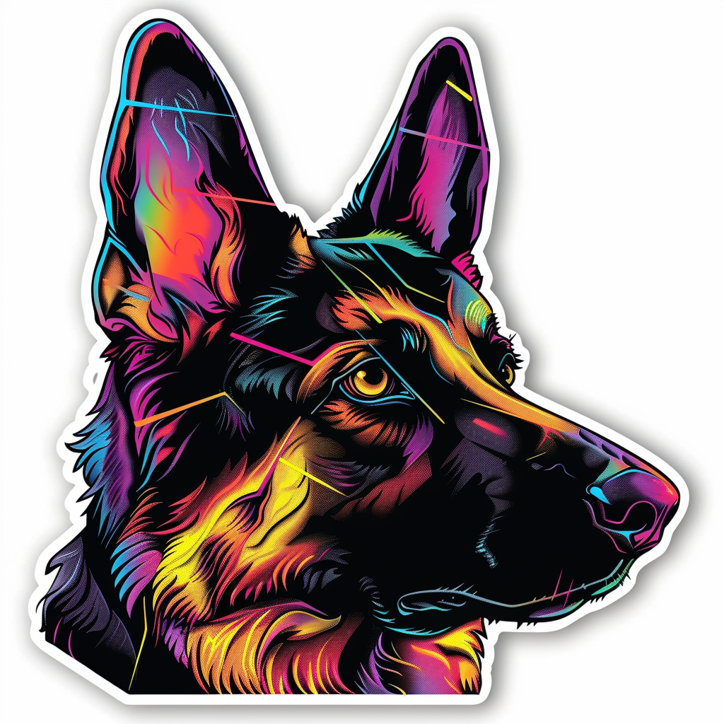 German Shepherd Dog cyber punk Vinyl Decal Sticker for Car, Laptop, Tumbler and more # F011527