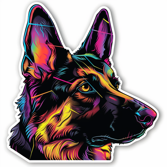 German Shepherd Dog cyber punk Vinyl Decal Sticker for Car, Laptop, Tumbler and more # F011527