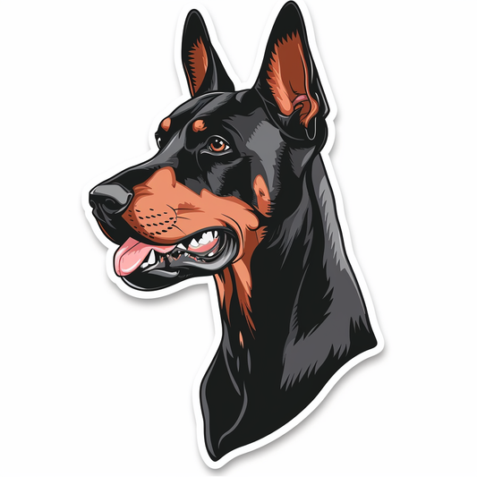 Sticker of a Doberman Pinscher Dog majestic Expressive surreal Vinyl Decal Sticker for Car, Laptop, Tumbler and more # F019269