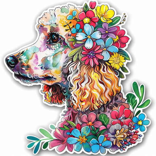 Poodle Dog floral Vinyl Decal Sticker for Car, Laptop, Tumbler and more # F012512