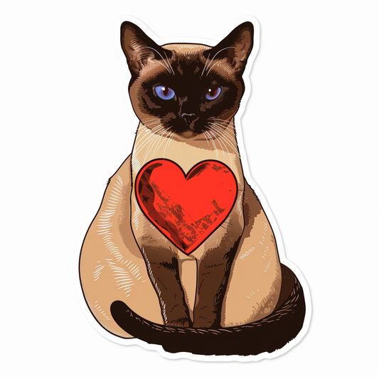 Burmese Cat heartcore Vinyl Decal Sticker for Car, Laptop, Tumbler and more # F011025