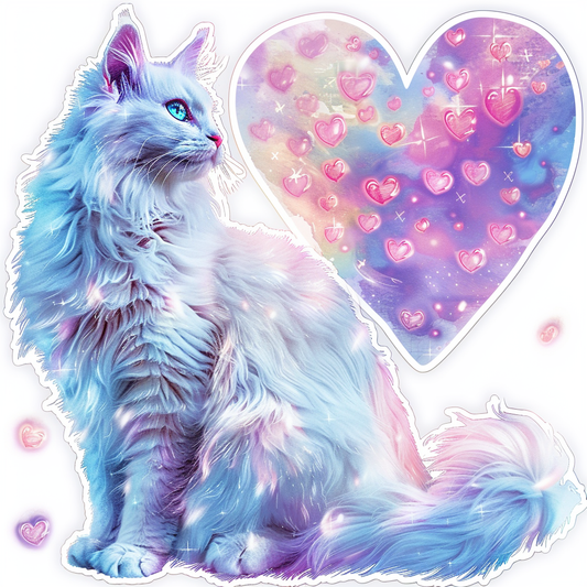 Adorable Turkish Angora Cat  Vinyl Decal Sticker for Car, Laptop, Tumbler and more # F020923-4" x 4"