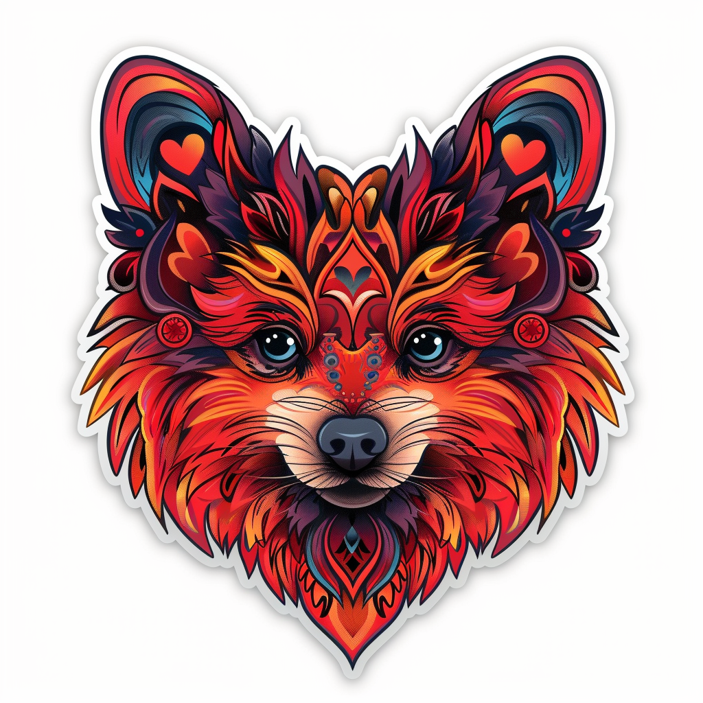 Sticker of a Pomeranian Dog majestic Expressive surreal Heartcore Vinyl Decal Sticker for Car, Laptop, Tumbler and more # F014128