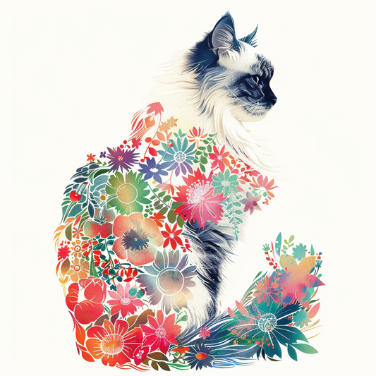 Persian Cat floral majestic Expressive surreal Vinyl Decal Sticker for Car, Laptop, Tumbler and more # F016137