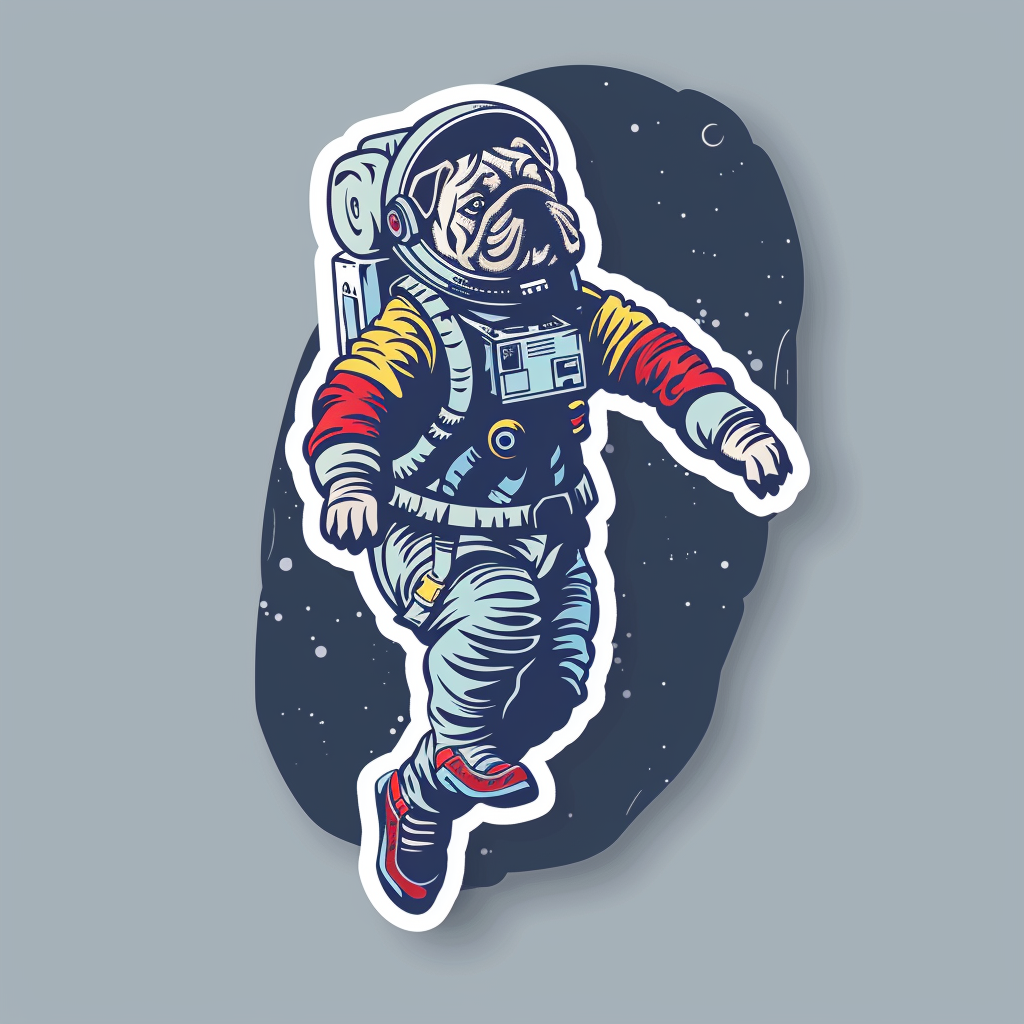 Bulldog Dog astronaut majestic Expressive surreal Vinyl Decal Sticker for Car, Laptop, Tumbler and more # F017363