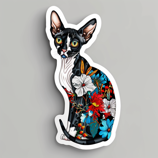 Adorable Cornish Rex Cat Expressive surreal Vinyl Decal Sticker for Car, Laptop, Tumbler and more # F021447-4" x 4"