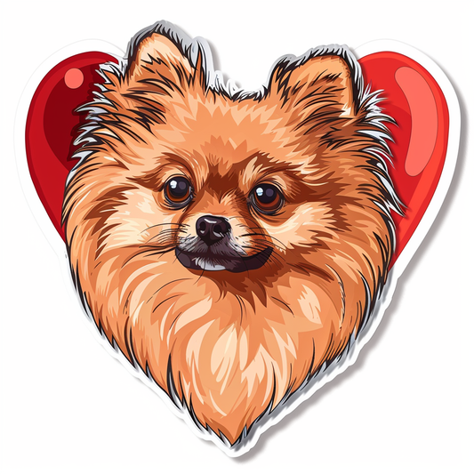 Sticker of a Pomeranian Dog majestic Expressive surreal Heartcore Vinyl Decal Sticker for Car, Laptop, Tumbler and more # F014093