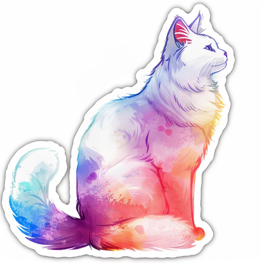 Adorable Turkish Angora Cat  Vinyl Decal Sticker for Car, Laptop, Tumbler and more # F020918-4" x 4"