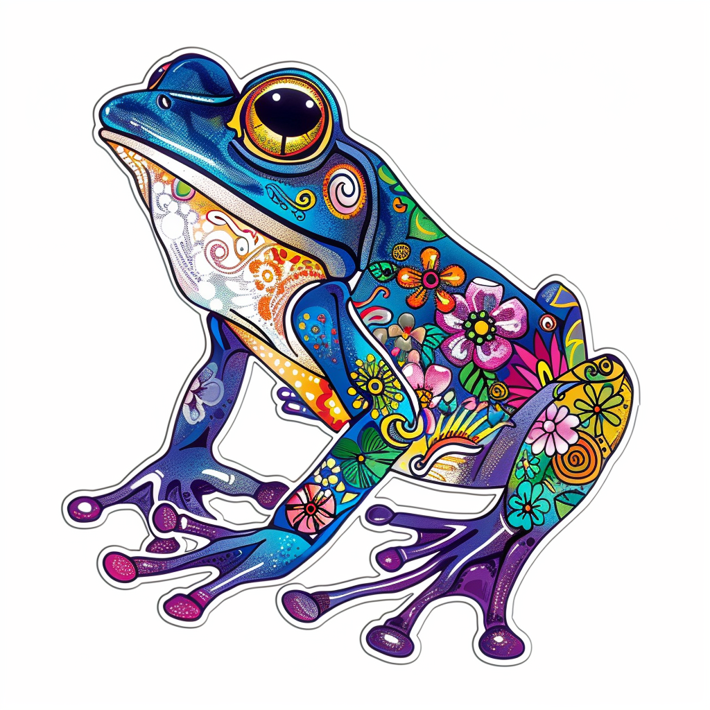 Sticker of a Frog majestic Expressive surreal Vinyl Decal Sticker for Car, Laptop, Tumbler and more # F015837