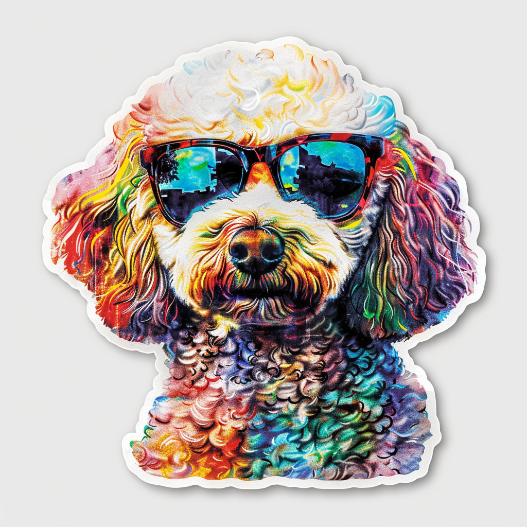 Poodle Dog wearing sunglasses Vinyl Decal Sticker for Car, Laptop, Tumbler and more # F012445