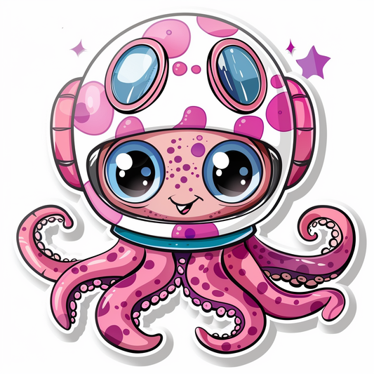 Cute and Adorable Octopus full body space suit Expressive surreal Vinyl Decal Sticker for Car, Laptop, Tumbler and more # F015959