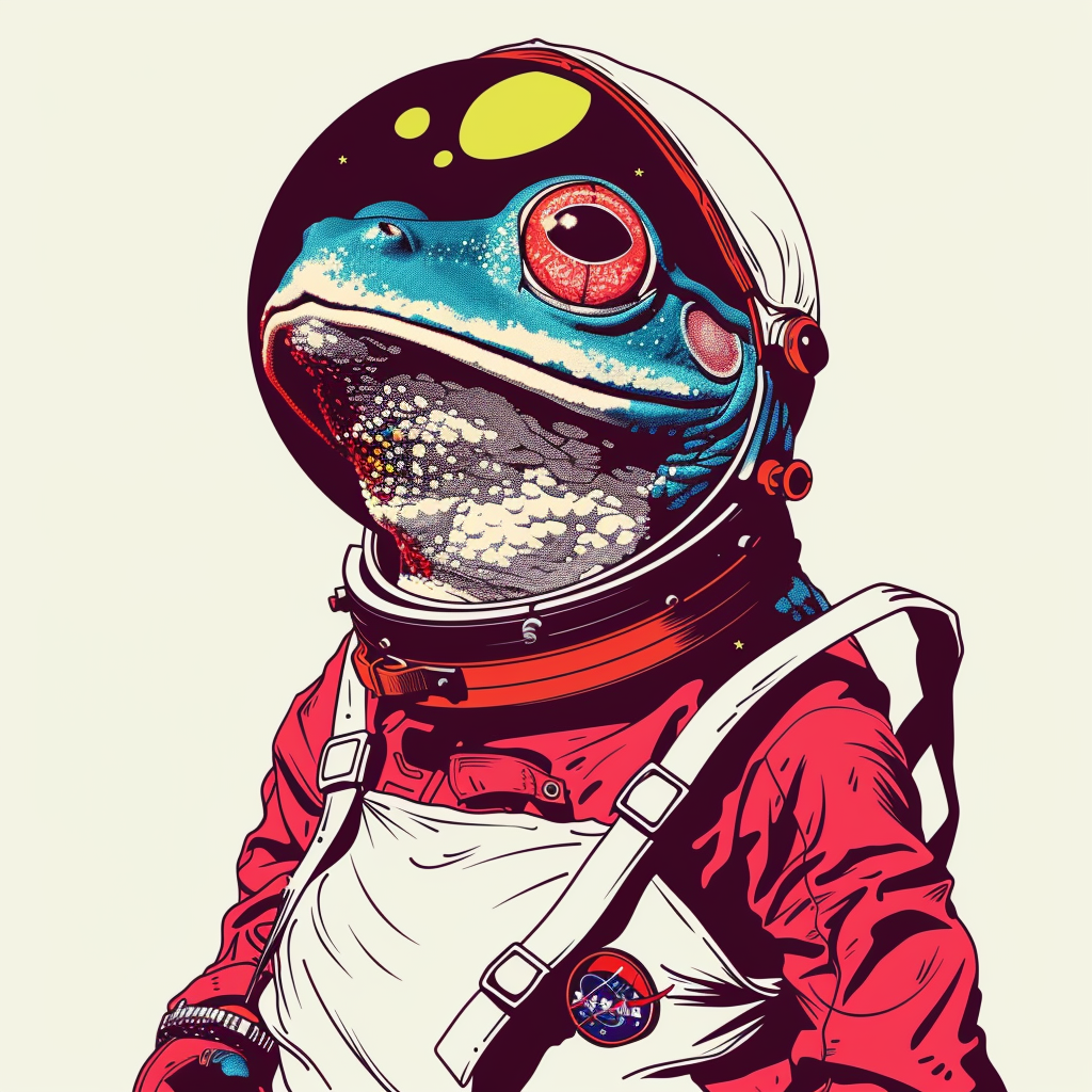 Sticker of a Frog astronaut majestic Expressive surreal Vinyl Decal Sticker for Car, Laptop, Tumbler and more # F016799