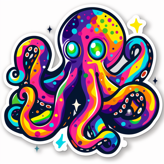 Sticker of a Octopus heartcore majestic Expressive surreal Vinyl Decal Sticker for Car, Laptop, Tumbler and more # F015458