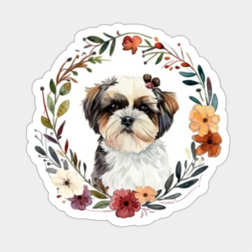 Adorable Shih Tzu Dog Expressive surreal Vinyl Decal Sticker for Car, Laptop, Tumbler and more # F018361
