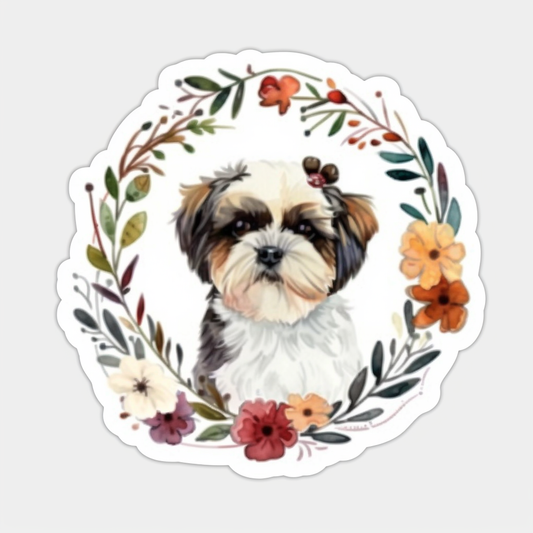 Adorable Shih Tzu Dog Expressive surreal Vinyl Decal Sticker for Car, Laptop, Tumbler and more # F018361