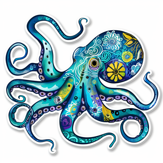 Sticker of a Octopus heartcore majestic Expressive surreal Vinyl Decal Sticker for Car, Laptop, Tumbler and more # F015447
