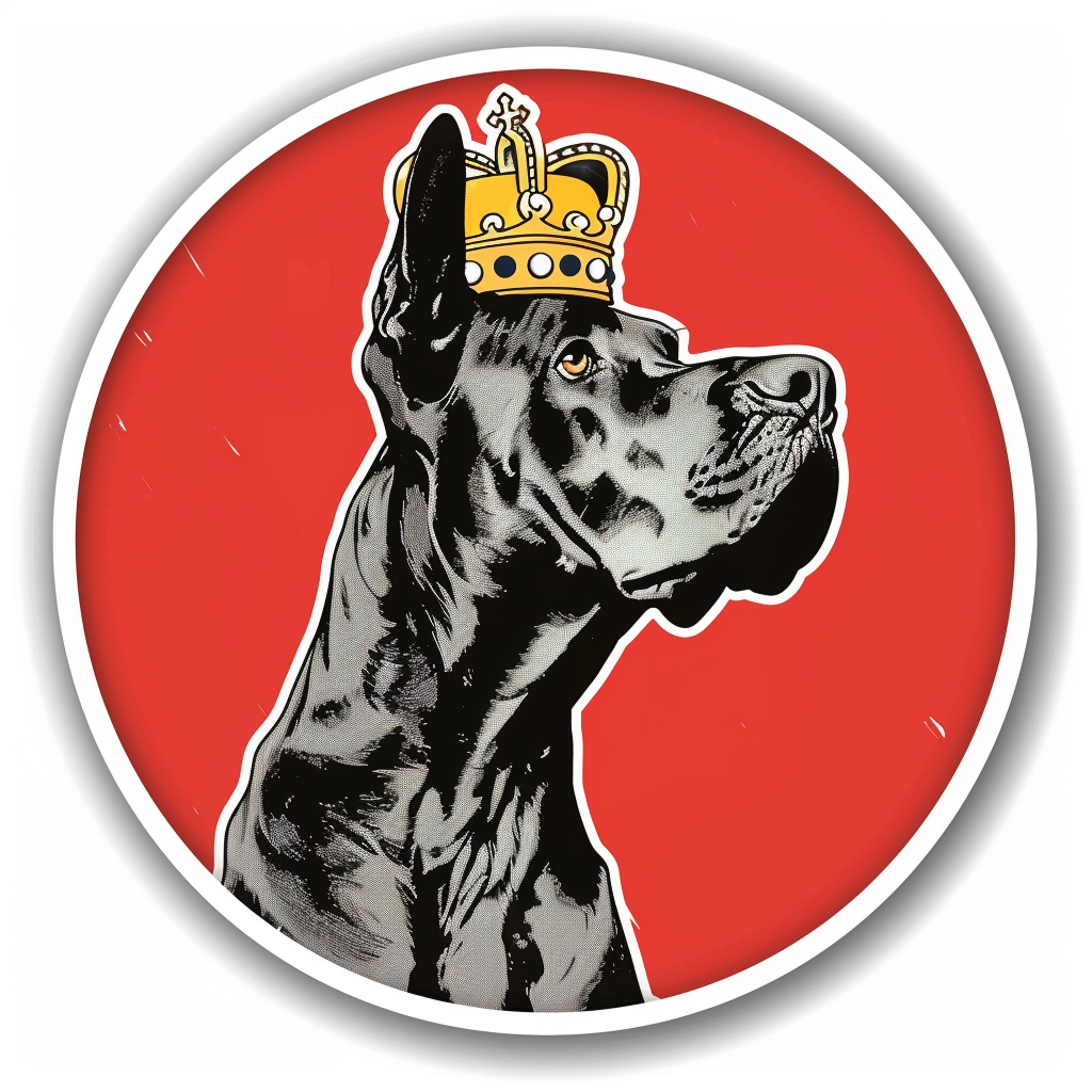 Great Dane Dog crowned majestic Expressive surreal Vinyl Decal Sticker for Car, Laptop, Tumbler and more # F017815