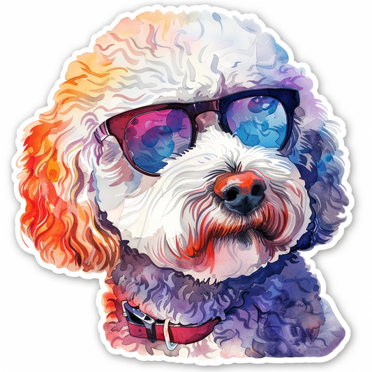Poodle Dog wearing sunglasses Vinyl Decal Sticker for Car, Laptop, Tumbler and more # F012434