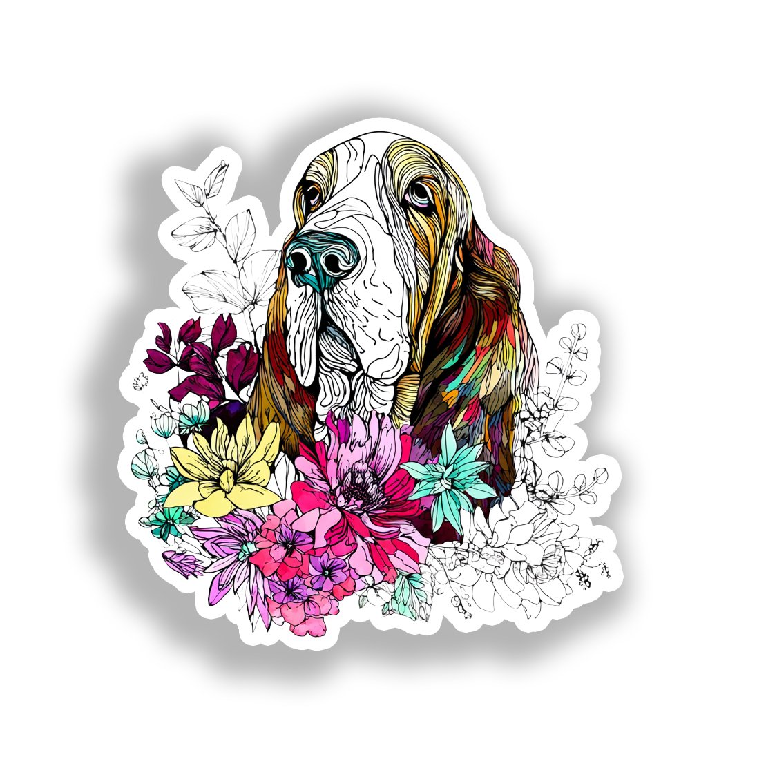 Basset Hound Dog Vinyl Decal Sticker for Car, Laptop, Tumbler and more # A018704-4" x 4"