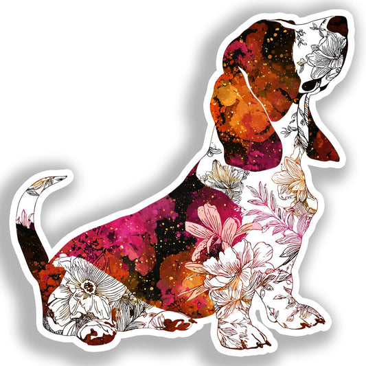 Basset Hound Dog Vinyl Decal Sticker for Car, Laptop, Tumbler and more # A018694-4" x 4"