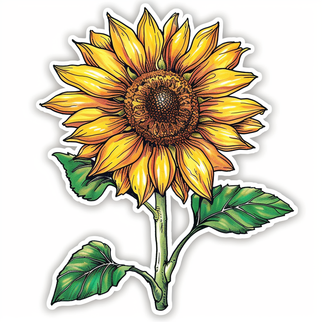 Vinyl Sunflower  Vinyl Decal Sticker for Car, Laptop, Tumbler and more # F023352