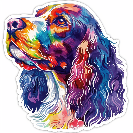 Cocker Spaniel Dog majestic Expressive surreal Vinyl Decal Sticker for Car, Laptop, Tumbler and more # F020048-4" x 4"