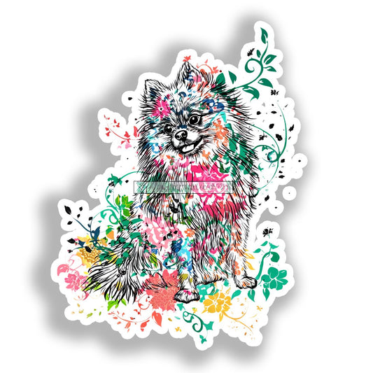 Pomeranian Dog Vinyl Decal Sticker for Car, Laptop, Tumbler and more # A017299-4" x 4"