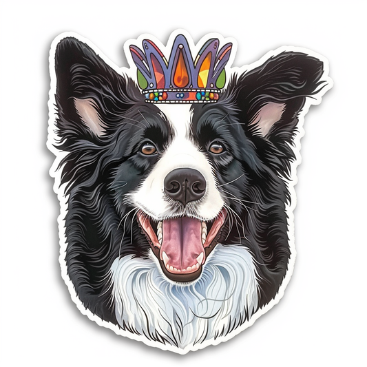 Border Collie Dog majestic Expressive surreal Vinyl Decal Sticker for Car, Laptop, Tumbler and more # F021745-4" x 4"