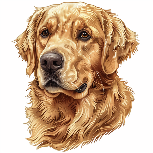 Golden Retriever Expressive surreal Vinyl Decal Sticker for Car, Laptop, Tumbler and more # F020381-4" x 4"