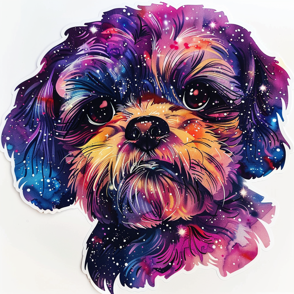 Adorable Shih Tzu Dog Expressive surreal Vinyl Decal Sticker for Car, Laptop, Tumbler and more # F018262