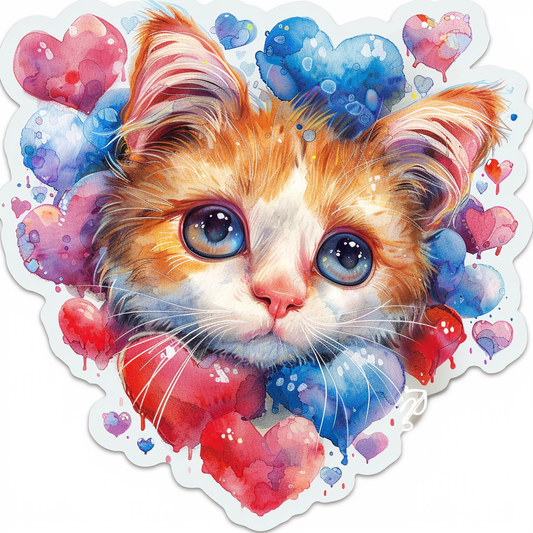 Adorable Turkish Angora Cat  Vinyl Decal Sticker for Car, Laptop, Tumbler and more # F020928-4" x 4"