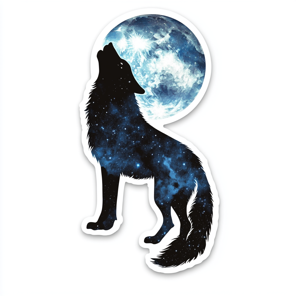 Wolf Moon and Stars Vinyl Decal Sticker for Car, Laptop, Tumbler and more # F025685