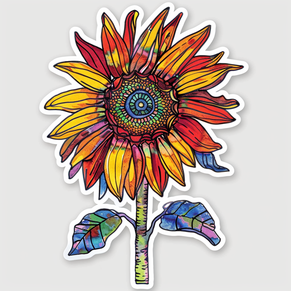 Sunflower flower majestic Expressive surreal Vinyl Decal Sticker for Car, Laptop, Tumbler and more # F022994