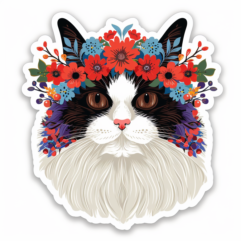 Persian Cat crowned majestic Expressive surreal Vinyl Decal Sticker for Car, Laptop, Tumbler and more # F016159