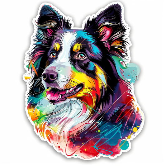 Border Collie Dog majestic Expressive surreal Vinyl Decal Sticker for Car, Laptop, Tumbler and more # F021703-4" x 4"