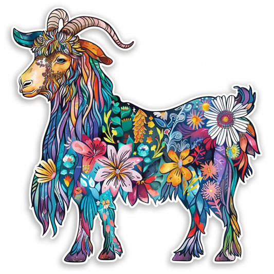 Goat majestic Expressive surreal Vinyl Decal Sticker for Car, Laptop, Tumbler and more # F020526-4" x 4"
