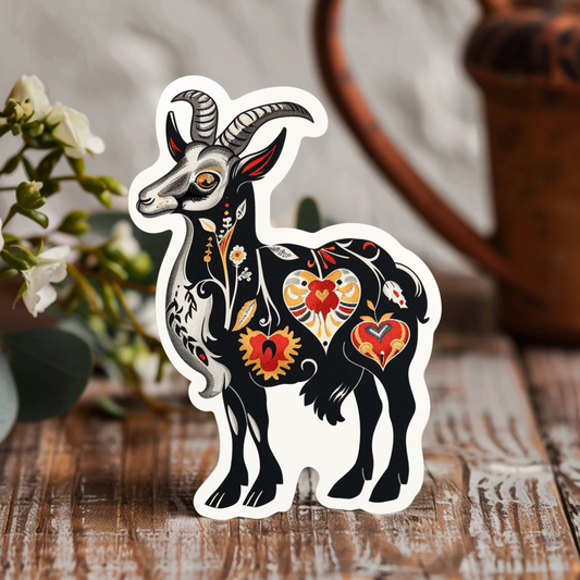 Goat majestic Expressive surreal Vinyl Decal Sticker for Car, Laptop, Tumbler and more # F020694-4" x 4"