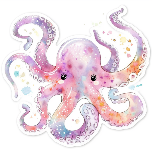 Adorable Octopus with chubby cheeks Expressive surreal Vinyl Decal Sticker for Car, Laptop, Tumbler and more # F015948