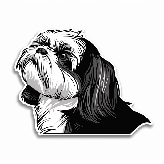 Adorable Shih Tzu Dog Expressive surreal Vinyl Decal Sticker for Car, Laptop, Tumbler and more # F018484