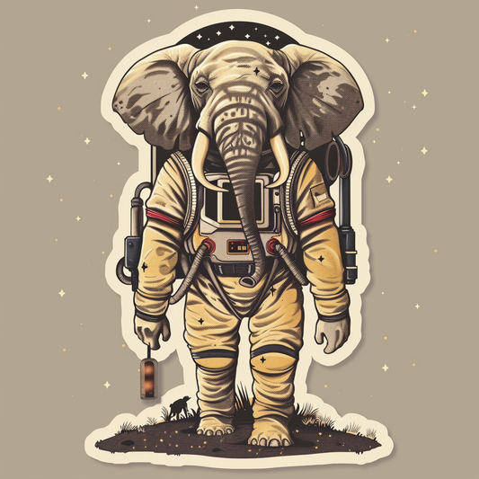 Elephant Expressive surreal Vinyl Decal Sticker for Car, Laptop, Tumbler and more # F022212-4" x 4"