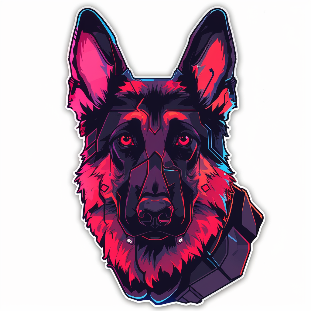 German Shepherd Dog cyber punk Vinyl Decal Sticker for Car, Laptop, Tumbler and more # F011561