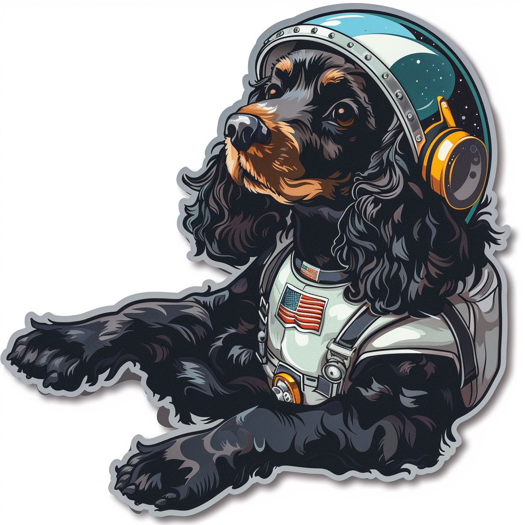 Sticker of a Cocker Spaniel Dog astronaut majestic Expressive surreal Vinyl Decal Sticker for Car, Laptop, Tumbler and more # F020169